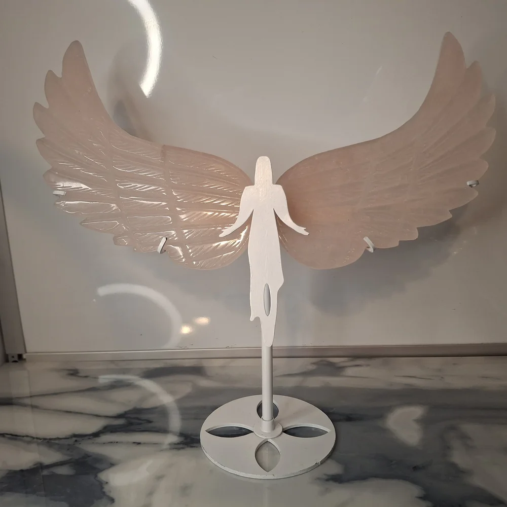 Large ROSE QUARTZ  Angel Wing Sculpture - Picture 2 of 6